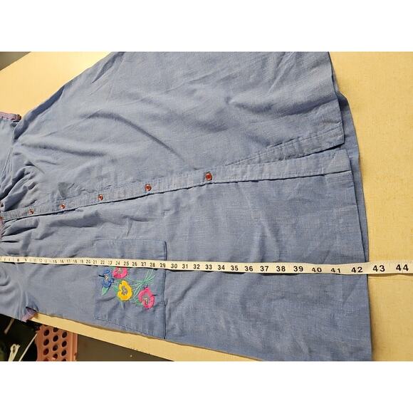 Vintage Smart Time Womens XL House Dress Granny Button Front Embroidered Flower - Picture 10 of 13
